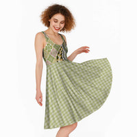 Aloha Vintage Palaka Floral Hawaiian Quilt Midi Dress Omaomao Motif LT9 - Polynesian Pride