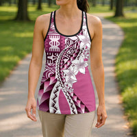 Aloha Vintage Plumeria Hawaiian Tapa Pattern Hollow Tank Top Pink Hawaiian Tapa Pattern - Polynesian Pride
