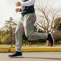 Anthurium Plumeria Lei Pastel Jogger Pants Green Hawaiian Splendid Palaka