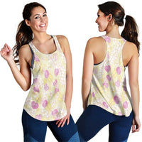 Anthurium Plumeria Lei Pastel Women Racerback Tank Yellow Hawaiian Splendid Palaka