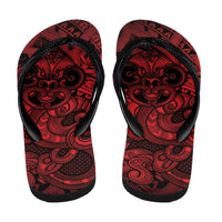 Aotearoa Maori Hei Tiki Flip Flops Whero Kowhaiwhai Puhoro Motif