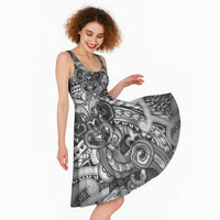 Aotearoa Maori Hei Tiki Midi Dress Kiwikiwi Kowhaiwhai Puhoro Motif LT9 - Polynesian Pride