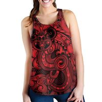 Aotearoa Maori Hei Tiki Women Racerback Tank Whero Kowhaiwhai Puhoro Motif LT9 - Polynesian Pride