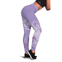 Aotearoa Maori Koru Curves Leggings Silver Ferns - Amethyst