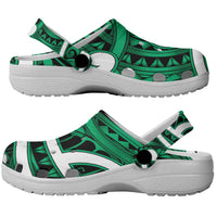 Aotearoa Maori Kowhaiwhai Clogs Shoes Kakariki Puhoro and Patiki