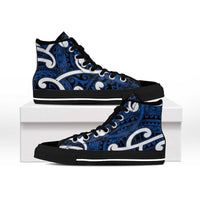 Aotearoa Maori Kowhaiwhai High Top Shoes Kikorangi Puhoro and Patiki LT9 - Polynesian Pride