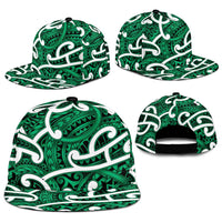 Aotearoa Maori Kowhaiwhai Snapback Cap Kakariki Puhoro and Patiki