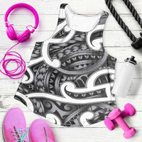 Aotearoa Maori Kowhaiwhai Women Racerback Tank Kiwikiwi Puhoro and Patiki LT9 Grey - Polynesian Pride