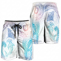 Aotearoa Maori Sea Animals Tribal Shorts for Men Manta Ray and Shark Moko Pattern Sweet Pastel LT03 - Polynesian Pride