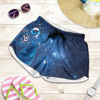 Aotearoa New Zealand New Year Shorts for Women Tribal Koru Tattoo Blue Galaxy Maori Silver Fern LT03 Blue - Polynesian Pride