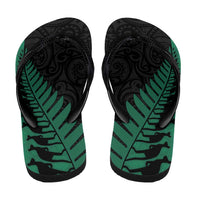 Australia New Zealand Rugby Flip Flops Green Aboriginal Wallabies and Maori Black Fern LT9 - Polynesian Pride
