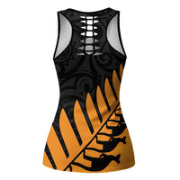 Australia New Zealand Rugby Hollow Tank Top Gold Aboriginal Wallabies and Maori Black Fern LT9 - Polynesian Pride
