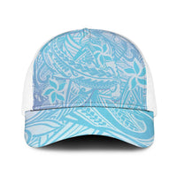 Baby Blue Gradient Polynesia Baseball Net Cap Hawaiian Tribal Hammerhead Shark Tattoo - Polynesian Pride