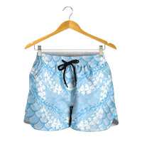 Baby Blue Mermaid Puakenikeni Maile Lei Shorts for Women