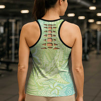 Baby Green Gradient Polynesia Hollow Tank Top Hawaiian Tribal Hammerhead Shark Tattoo - Polynesian Pride