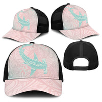 Baby Pink Gradient Polynesia Baseball Net Cap Hawaiian Tribal Hammerhead Shark Tattoo - Polynesian Pride