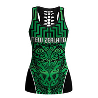 Basketball New Zealand Hollow Tank Top Green Maori Ta Moko Indigenous LT9 Female Green - Polynesian Pride