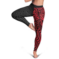 Basketball New Zealand Leggings Red Maori Ta Moko Indigenous - Polynesian Pride