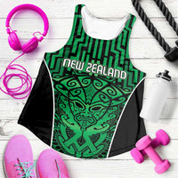 Basketball New Zealand Women Racerback Tank Green Maori Ta Moko Indigenous LT9 Green - Polynesian Pride