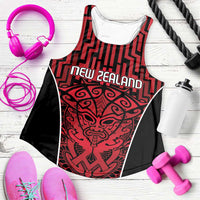 Basketball New Zealand Women Racerback Tank Red Maori Ta Moko Indigenous LT9 Red - Polynesian Pride