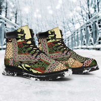Beige Aotearoa Kowhaiwhai Pattern All Season Boots NZ Maori Quilt Style - Polynesian Pride