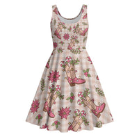 Beige Paniolo Palaka Hawaiian Cowgirl Christmas Midi Dress LT9 Beige - Polynesian Pride