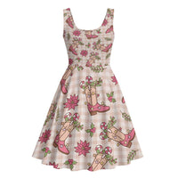 Beige Paniolo Palaka Hawaiian Cowgirl Christmas Midi Dress LT9 - Polynesian Pride