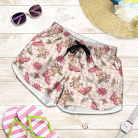 Beige Paniolo Palaka Hawaiian Cowgirl Christmas Shorts for Women LT9 Beige - Polynesian Pride