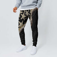 Beige Polynesian Starfish Unique Pattern Jogger Pants
