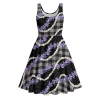 Black Hawaii Palaka Honohono Pikake Midi Dress Hawaiian Orchid Lei Polynesian Pattern LT14 Black - Polynesian Pride