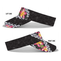 Black Polynesia Sun Visor Cap Plumeria With Hibiscus Pattern Tropical Vibes LT14 - Polynesian Pride