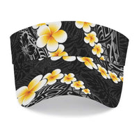 Black Tropical Plumeria With Galaxy Polynesian Art Sun Visor Cap
