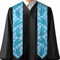 Blue Hawaii Kalo Palaka Motifs Graduation Stole Hawaiian Taro Leaves Elegant Vibes