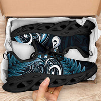 Blue New Zealand Clunky Sneakers Aotearoa Silver Fern With Manaia Maori Unique LT14 - Polynesian Pride