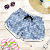 Blue Palaka Hawaii Palapalai Shorts for Women Hawaiian Fern