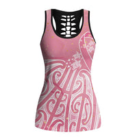 Breast Cancer Awareness Maori Hollow Tank Top Kia Kaha Kia Maia Kia Manawanui LT7 Female Pink - Polynesian Pride