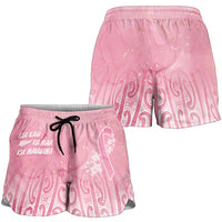 Breast Cancer Awareness Maori Shorts for Women Kia Kaha Kia Maia Kia Manawanui LT7 - Polynesian Pride