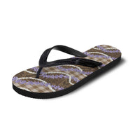 Brown Hawaii Palaka Honohono Pikake Flip Flops Hawaiian Orchid Lei Polynesian Pattern - Polynesian Pride