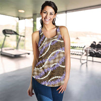 Brown Hawaii Palaka Honohono Pikake Women Racerback Tank Hawaiian Orchid Lei Polynesian Pattern LT14 - Polynesian Pride