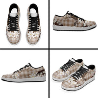 Brown Hawaii Tiare and Shell Lei Low Sneakers Hawaiian Palaka Luxury Vibes LT14