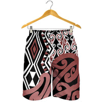 Brown New Zealand Shorts for Men Aotearoa Kowhaiwhai Mix Taniko Art LT14 - Polynesian Pride