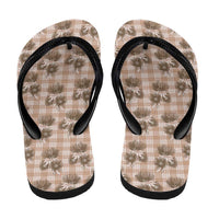 Brown Palaka Hawaii Flip Flops Hawaiian Lehua Blossoms