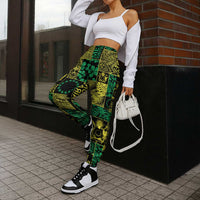 Cook Islands Mere Kiritimiti Jogger Pants Pacific Patchwork Xmas Vibes - Polynesian Pride
