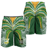 Custom Cook Islands Rugby League Shorts for Men Tatau Tribal Motifs-Dark Green Color LT03 - Polynesian Pride