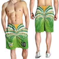 Custom Cook Islands Rugby League Shorts for Men Tatau Tribal Motifs-Light Green Color LT03 - Polynesian Pride
