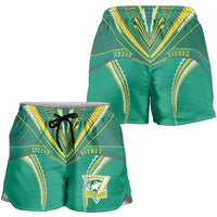 Custom Cook Islands Rugby Shorts for Women Tatau Art Sport Style Green Color LT03 - Polynesian Pride