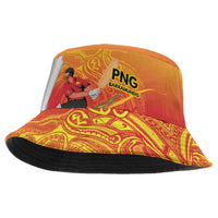 Custom Cricket PNG East Asia-Pacific Bucket Hat Papua New Guinea Rise to Power LT9 One Size Gold - Polynesian Pride