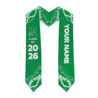 Custom Hawaii School For The Deaf And The Blind Graduation Stole Tapa Pattern With Leis