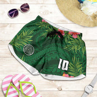 Custom Hawaii Volleyball Shorts for Women Kakau Abstract and Tropical Plants Green Color LT03 Green - Polynesian Pride
