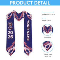 Custom Hawaii Waianae High School Graduation Stole Tapa Pattern With Leis